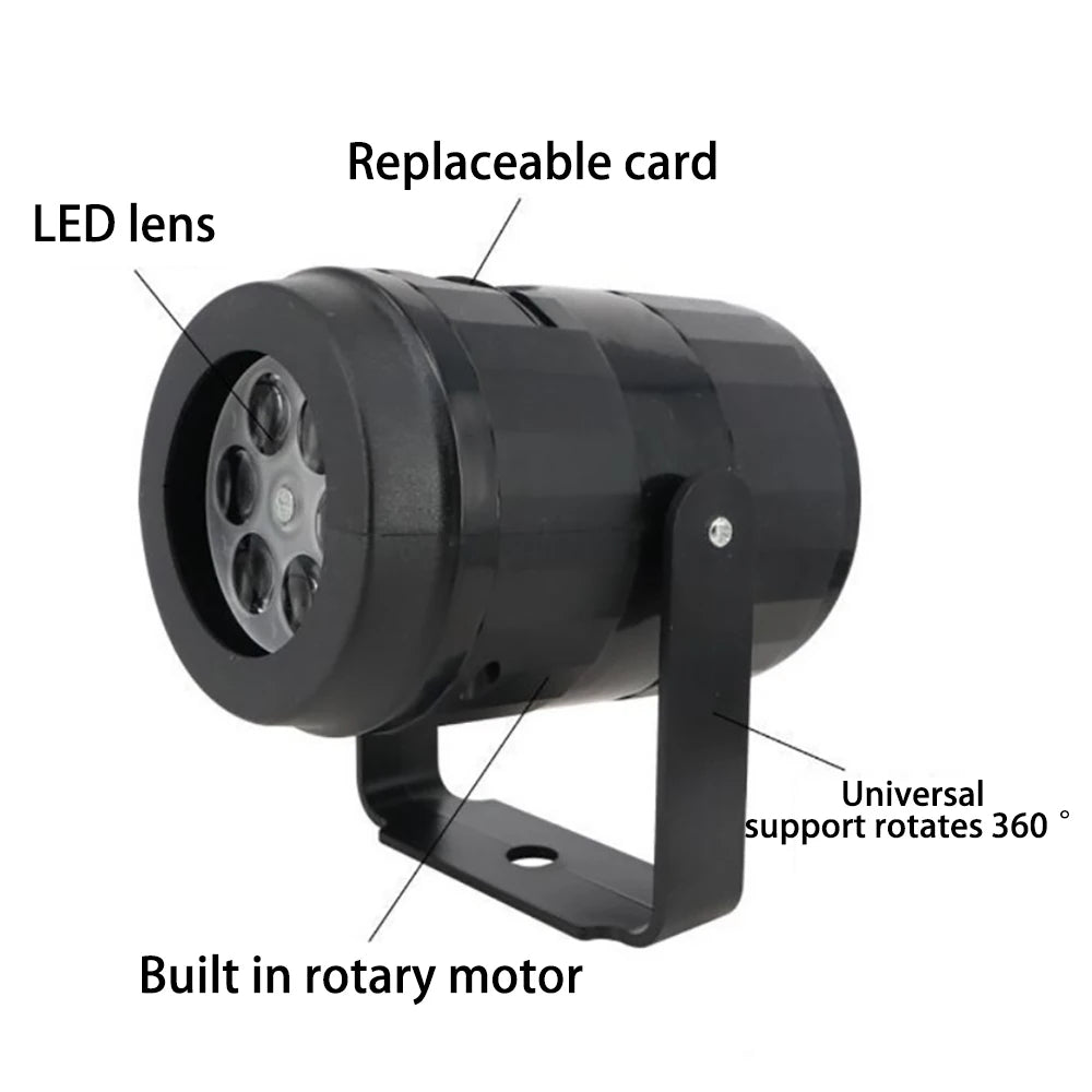 LED Christmas Projection Light - 6 Card Patterns Holiday Atmosphere Lamp
