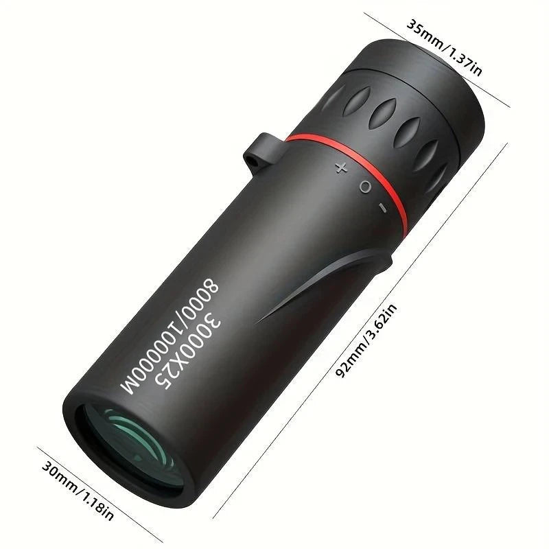 3000×25 HD Long-Range Portable Monocular Telescope – High-Power Zoom, Low-Light Night Vision, Compact Outdoor Camping & Wildlife Spotting Scope