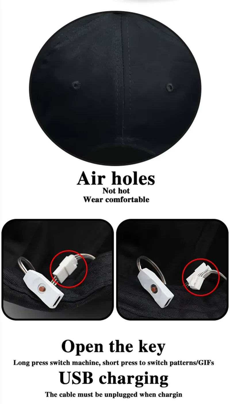 2025 LED Display Cap – APP Controlled Light-Up Hat with Custom Text, Music EQ, Emojis & Animation | DIY Programmable Glowing Cap – For Men & Women (BAMİR Online Store’s)