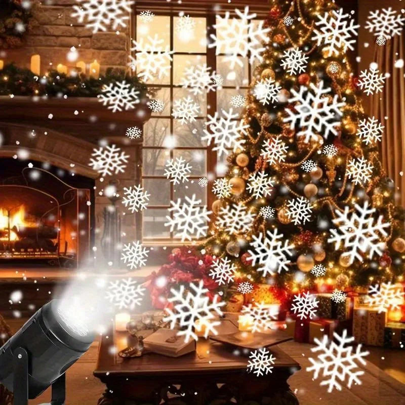 LED Snowflake Projection Light - USB Rotating Christmas Snow Effect Lamp