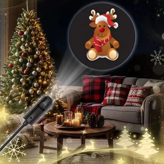 LED Christmas Projector Light - USB Powered Night Light with 4/10 Modes