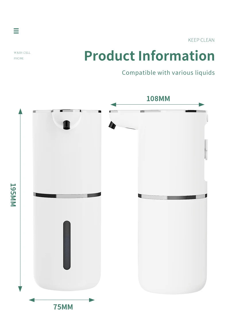 Automatic Touchless Foam Soap Dispenser – USB Rechargeable | 380ml Smart Sensor Foam Machine