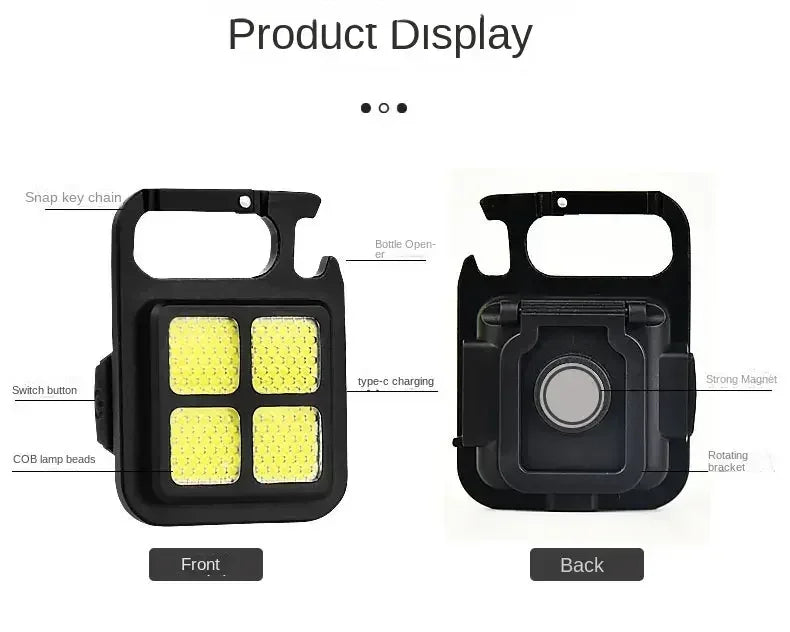 High Bright COB LED Flashlight Multifunctional Camping Lamp Work Light Outdoor Portable 500mAh USB Charging Waterproof