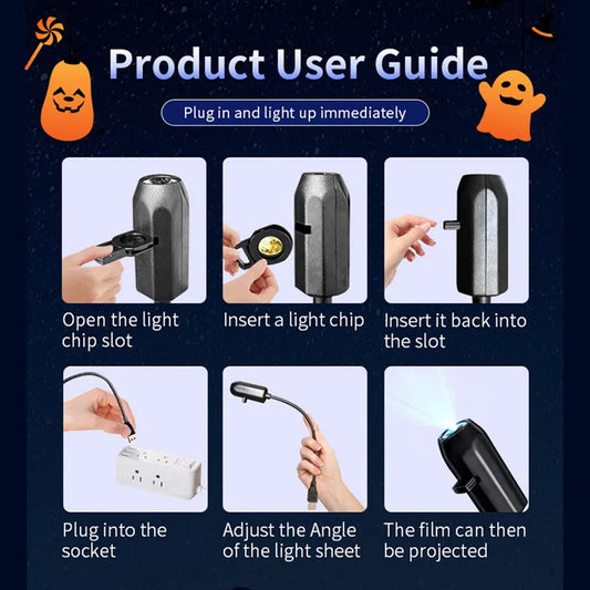 USB Projection Light - 5V LED Atmosphere Lamp with Changeable Patterns (Moon, Planet, Halloween, Christmas)