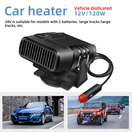 2 in 1 Car Cooling & Heater Fan 12V 120W 24V 200W Auto Windshield Anti-Fog Electric Heating Dryer Defogging Demister Defroster