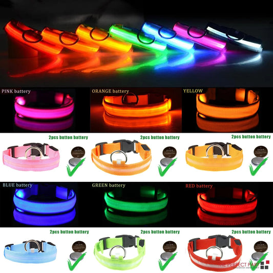 LED Dog Collar - Adjustable Blinking Light Up Safety Collar | Waterproof Glow Pet Collar for Night Walking