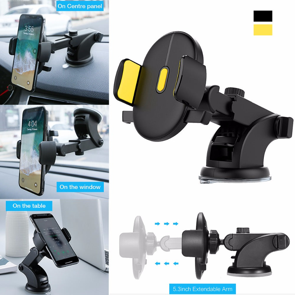Telescopic Car Phone Holder - Dashboard Suction Cup Mount - Long Arm