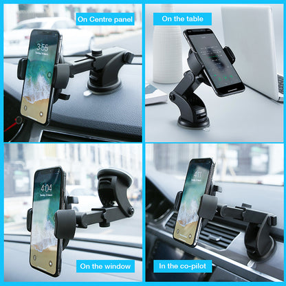 Telescopic Car Phone Holder - Dashboard Suction Cup Mount - Long Arm