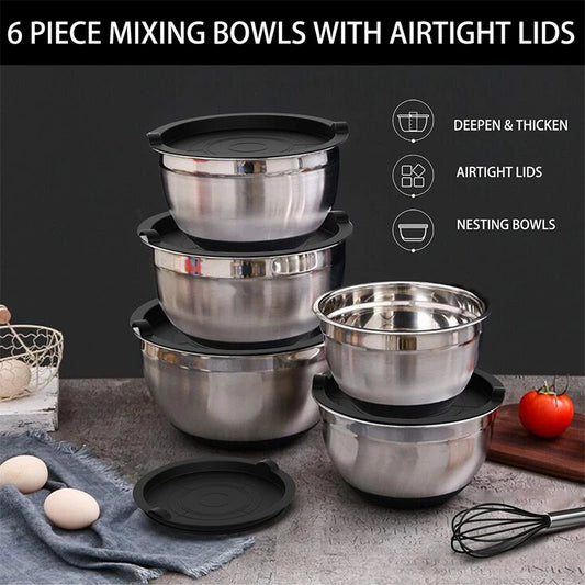 Stainless Steel Mixing Bowls with Lids – Non-Slip Base, Nesting Kitchen Bowl Set (6-Piece)
BAMİR Online Store’s