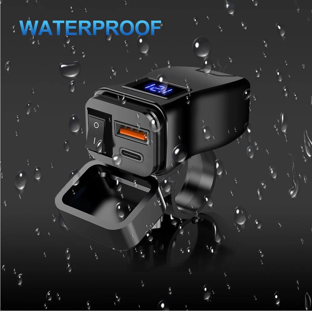 Motorcycle USB Charger QC3.0 / PD – Fast Charging with Waterproof Voltmeter – BAMİR Online Store’s
