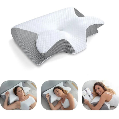 Memory Foam Cervical Pillow - 2-in-1 Ergonomic Orthopedic Neck Pain Relief Pillow