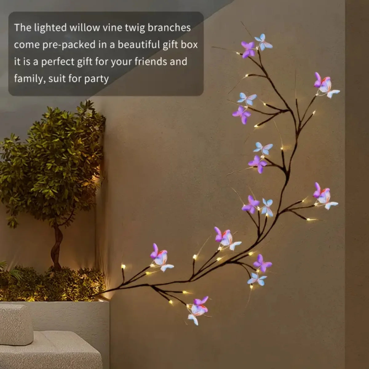 Enchanted Willow Vine Light – 30 LED USB Powered Waterproof Butterfly Wall Decor