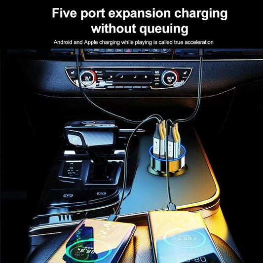 6-Port Fast Charging Hub with Real-Time Voltage Display – Turbo Car/Motorcycle/Truck Power Station