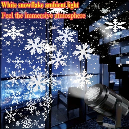 LED Snowflake Projection Light - USB Rotating Christmas Snow Effect Lamp