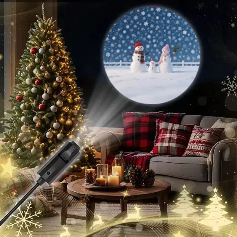 LED Christmas Projector Light - USB Powered Night Light with 4/10 Modes