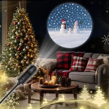LED Christmas Projector Light - USB Powered Night Light with 4/10 Modes