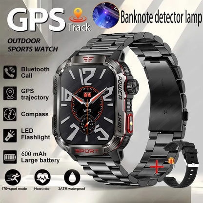 New Professional outdoor Military Smart Watch Men Flashlight Compass Waterproof Outdoor Sport Tracker Bluetooth Call Smartwatch
