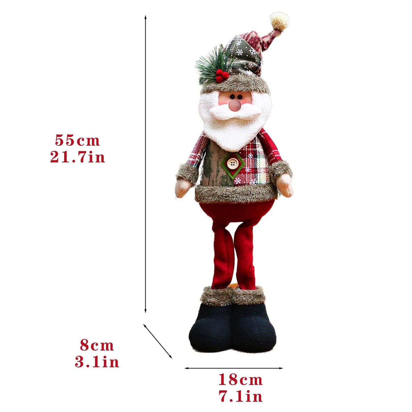 New Large Christmas Santa Claus Snowman Doll - Standing Plush Ornament Decoration for Kids