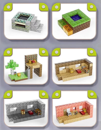 Magnetic Building Blocks - Creative Construction Toy Set with Figures & Storage Box