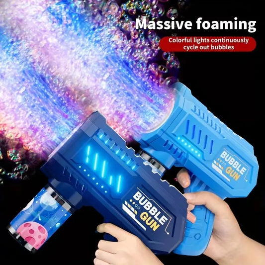 Automatic Bubble Gun Machine – 20 Modes Bubble Blower Toy for Kids, LED Light Up Bubble Gun with Bubble Liquid – Outdoor Summer Fun Beach Toy Gift
