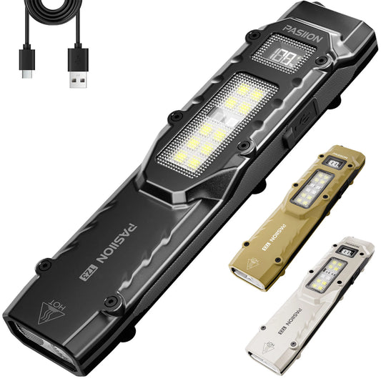 High-Power Tactical LED Flashlight | 1500LM Rechargeable EDC Work Light | COB + Front Beam | Magnetic Base | USB Fast Charging