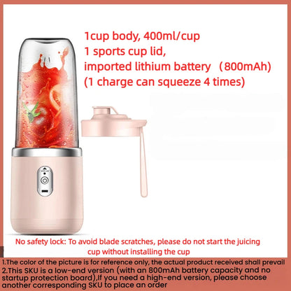 1PCS Portable Juice Extractor - Rechargeable Small Juicer Cup with Mixing Function (2 Cups)