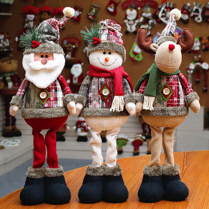 New Large Christmas Santa Claus Snowman Doll - Standing Plush Ornament Decoration for Kids