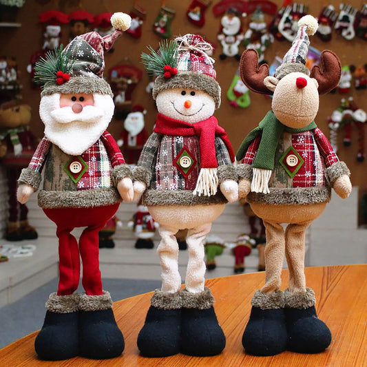 New Large Christmas Santa Claus Snowman Doll - Standing Plush Ornament Decoration for Kids