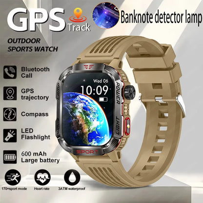 New Professional outdoor Military Smart Watch Men Flashlight Compass Waterproof Outdoor Sport Tracker Bluetooth Call Smartwatch