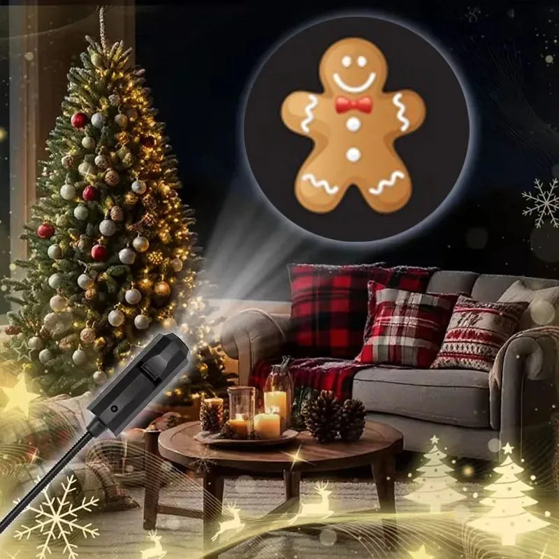 LED Christmas Projector Light - USB Powered Night Light with 4/10 Modes