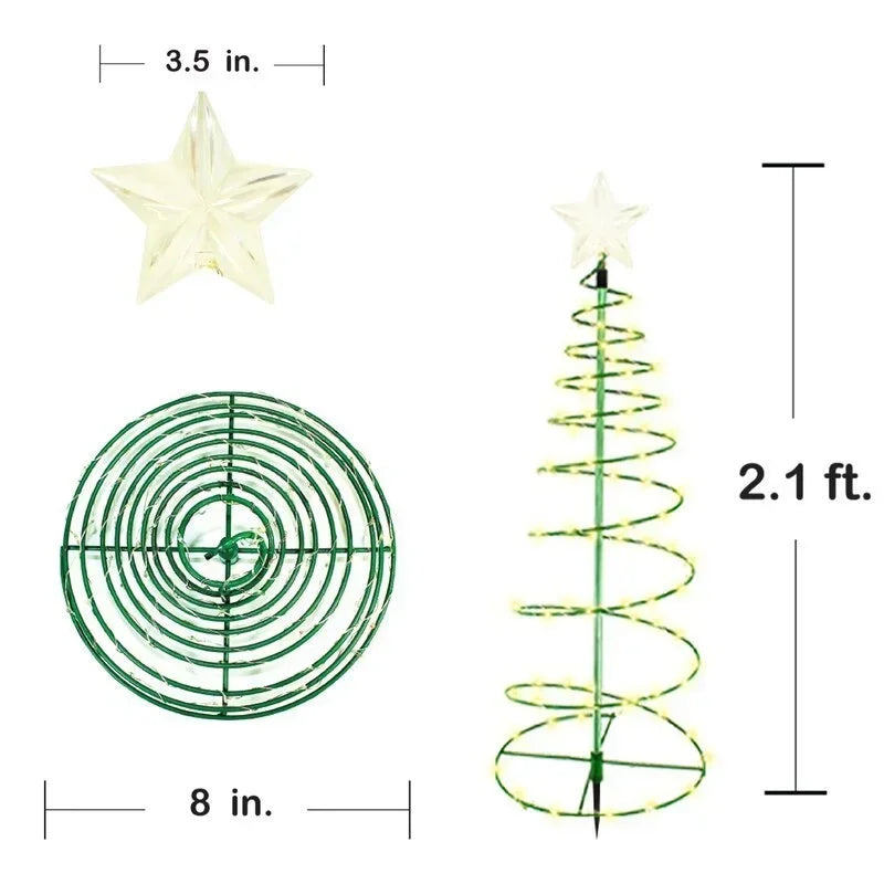 Solar Powered Christmas Tree Light - 8 Modes LED Garden Yard Landscape Decoration