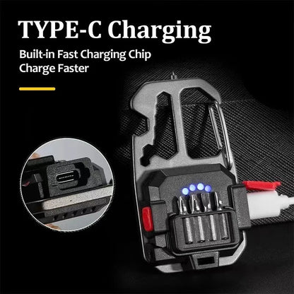 1-3PacK Multifunction Keychain Lighting 7 Modes COB Flashlight Portable Rechargeable Emergency Camping Outdoor Hiking Work Lamps