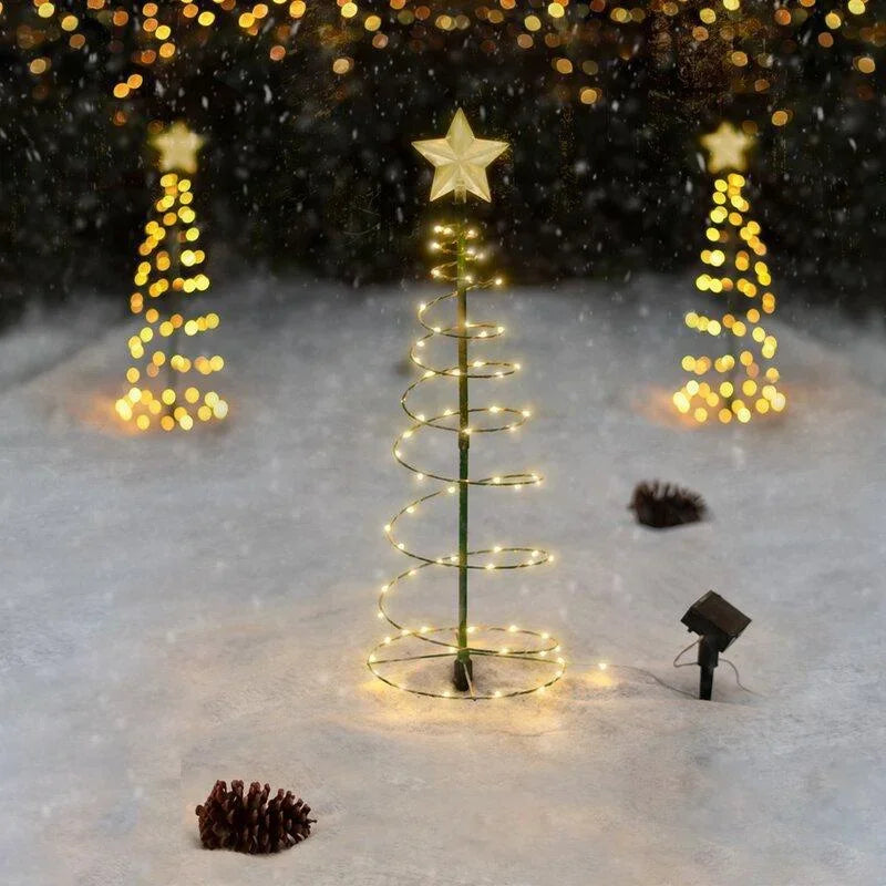 Solar Powered Christmas Tree Light - 8 Modes LED Garden Yard Landscape Decoration