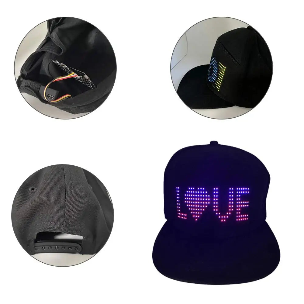 2025 LED Display Cap – APP Controlled Light-Up Hat with Custom Text, Music EQ, Emojis & Animation | DIY Programmable Glowing Cap – For Men & Women (BAMİR Online Store’s)