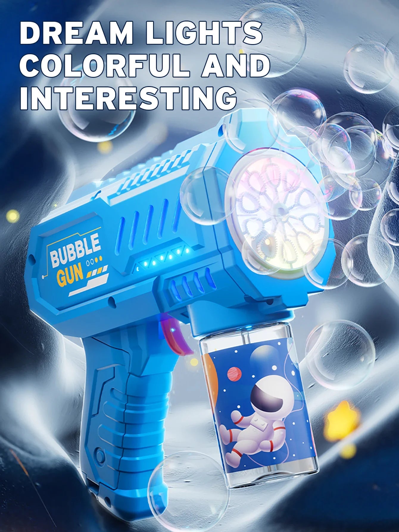 Automatic Bubble Gun Machine – 20 Modes Bubble Blower Toy for Kids, LED Light Up Bubble Gun with Bubble Liquid – Outdoor Summer Fun Beach Toy Gift