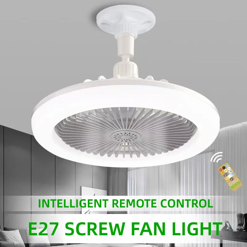 3-in-1 Ceiling Fan Light - Remote Control LED Lamp with E27 Base