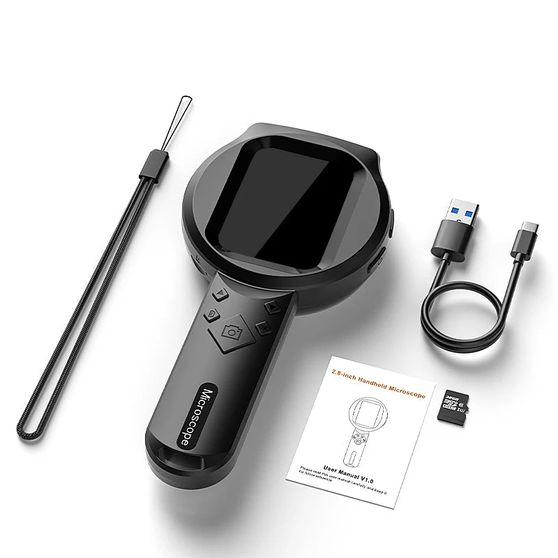 2.8" IPS Digital Magnifier - HD 1080P 100X Portable Microscope with LED Light & Remote Control