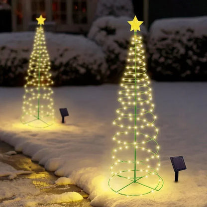 Solar Powered Christmas Tree Light - 8 Modes LED Garden Yard Landscape Decoration