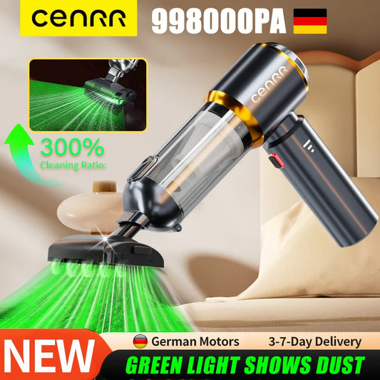 PRO MAX Car Vacuum Cleaner 2025 | 998000PA Ultra Suction | Cordless Handheld Turbo Cleaner with HEPA Filter | LED Light | Home & Auto Cleaning