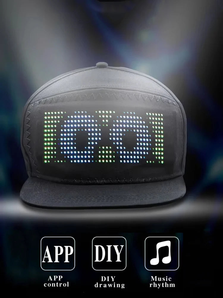 2025 LED Display Cap – APP Controlled Light-Up Hat with Custom Text, Music EQ, Emojis & Animation | DIY Programmable Glowing Cap – For Men & Women (BAMİR Online Store’s)