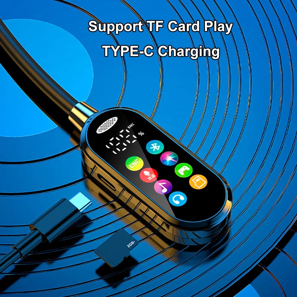 Bluetooth 5.4 Neckband Headphones with Color Screen – Wireless Noise Cancelling Earbuds with HD Mic, Long Battery Life & Smart Display