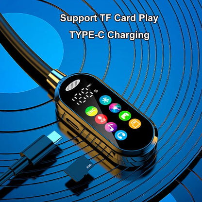 Bluetooth 5.4 Neckband Headphones with Color Screen – Wireless Noise Cancelling Earbuds with HD Mic, Long Battery Life & Smart Display