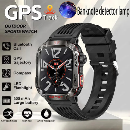 New Professional outdoor Military Smart Watch Men Flashlight Compass Waterproof Outdoor Sport Tracker Bluetooth Call Smartwatch