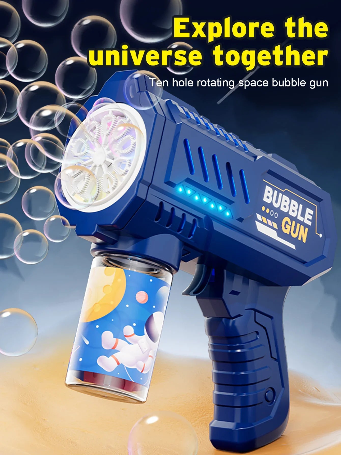 Automatic Bubble Gun Machine – 20 Modes Bubble Blower Toy for Kids, LED Light Up Bubble Gun with Bubble Liquid – Outdoor Summer Fun Beach Toy Gift