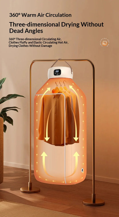 Mini Portable Clothes Dryer - Foldable Quick-Dry Hanging Smart Timer Dryer for Dorm & Home