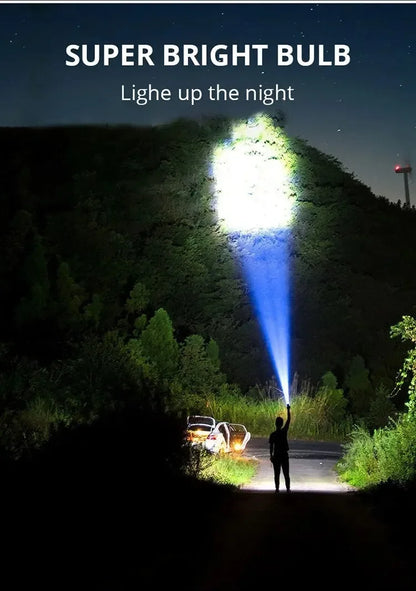 5 LED High Power Tactical Flashlight - Ultra Bright USB Rechargeable, Waterproof, 3 Modes with Side Light for Camping & Emergency