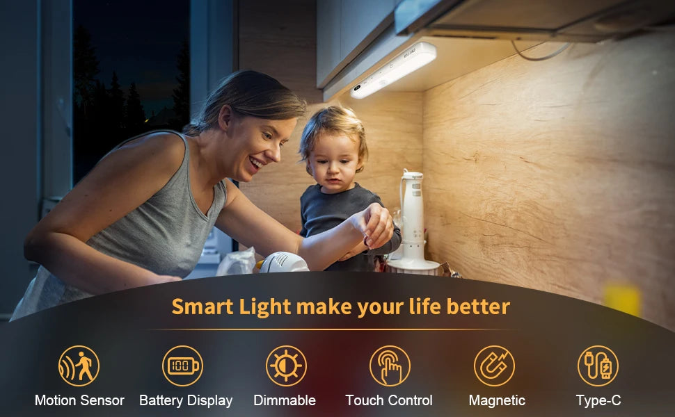 Willed™ UltraBright Motion Sensor Cabinet Light — Wireless Rechargeable LED Bar | 60 LEDs | Auto-On Motion Detection | USB Fast Charge | Perfect for Kitchen, Closet & Home Lighting