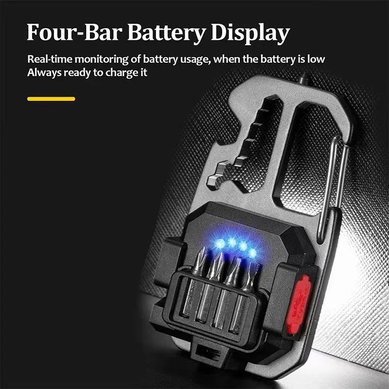 1-3PacK Multifunction Keychain Lighting 7 Modes COB Flashlight Portable Rechargeable Emergency Camping Outdoor Hiking Work Lamps
