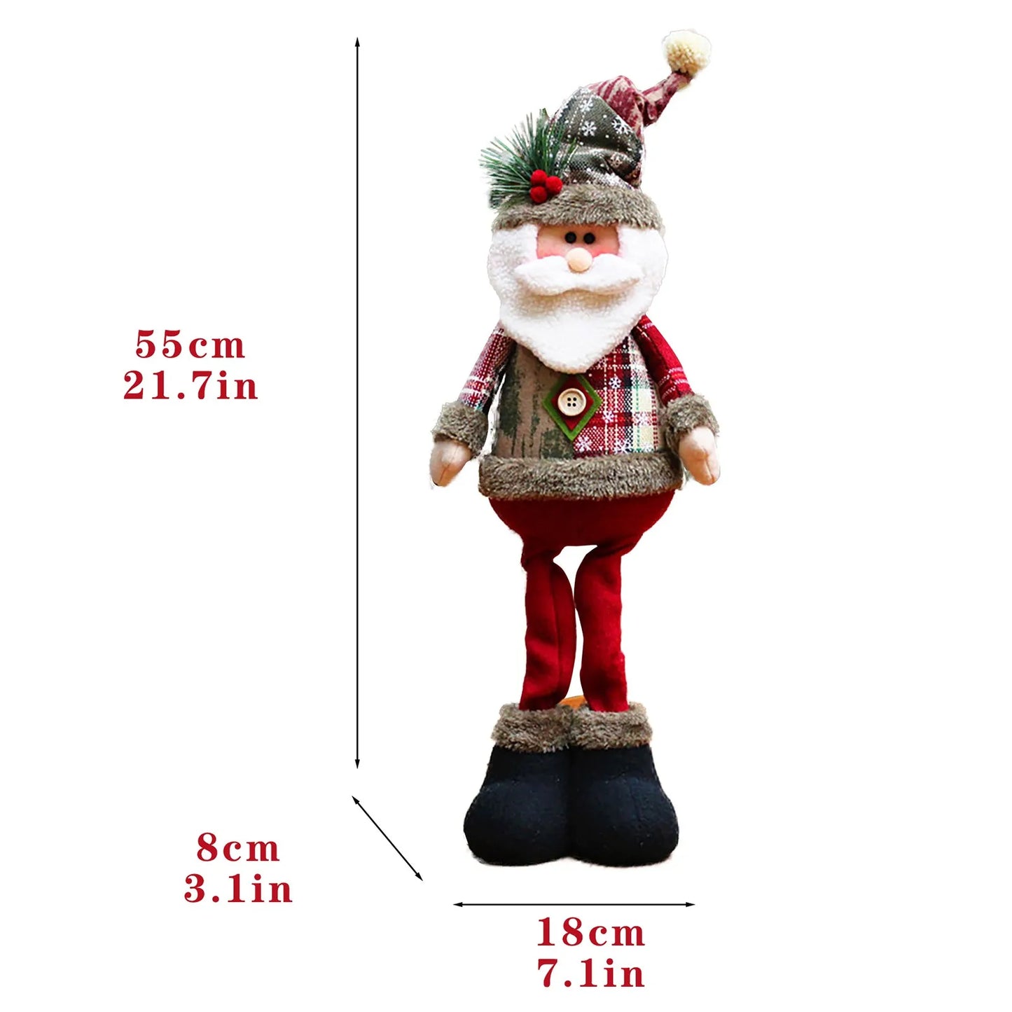New Large Christmas Santa Claus Snowman Doll - Standing Plush Ornament Decoration for Kids