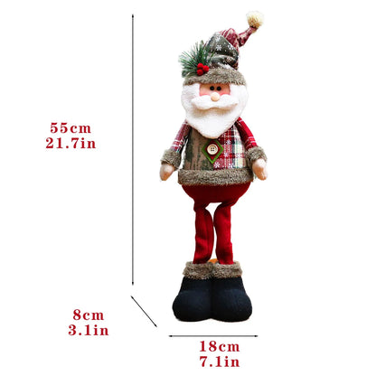New Large Christmas Santa Claus Snowman Doll - Standing Plush Ornament Decoration for Kids